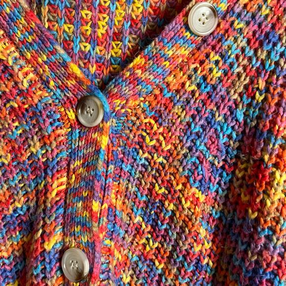 Line + Dot Bonnie Multicolor Rainbow Knit Button Front Cardigan Sweater Size M - Picture 12 of 12